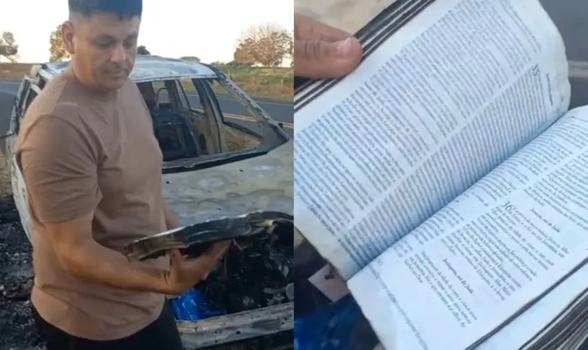 Bíblia Intacta Após Incêndio Destruir Carro no Paraná Uma Bíblia ficou intacta após um incêndio destruir um carro na PR-092, entre Arapoti e Jaguariaíva, no Paraná, na última sexta-feira (25). O Incidente Segundo a Polícia Militar Rodoviária (PMR), a motorista de 35 anos dirigia uma Land Rover Freelander 2 pela rodovia quando percebeu fumaça saindo do veículo. Ela parou o carro no acostamento e, logo depois, as chamas tomaram o veículo, que ficou completamente destruído. O Livramento A motorista e seu irmão, que estava no carro, conseguiram sair a tempo e não sofreram ferimentos. Todos os objetos dentro do carro foram destruídos, exceto uma Bíblia. O exemplar da Palavra de Deus ficou intacto e estava aberto no livro de Rute. Testemunho Emocionado O irmão da condutora compartilhou um vídeo mostrando o interior do veículo, visivelmente emocionado. “O carro pegou fogo… não sobrou praticamente nada. Mas sobrou uma coisa dentro do carro: a Palavra do Senhor está intacta, para a honra e glória Dele. Livramento de Deus! Bens materiais não sobrou mais nada, mas a Palavra está intacta”, testemunhou ele. Para o irmão, a família recebeu um livramento de Deus por não ter sofrido nenhum ferimento no acidente.