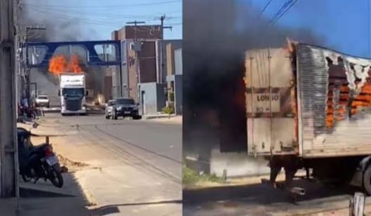 Uma carreta em chamas assustou os moradores de Balsas-MA no domingo (13).