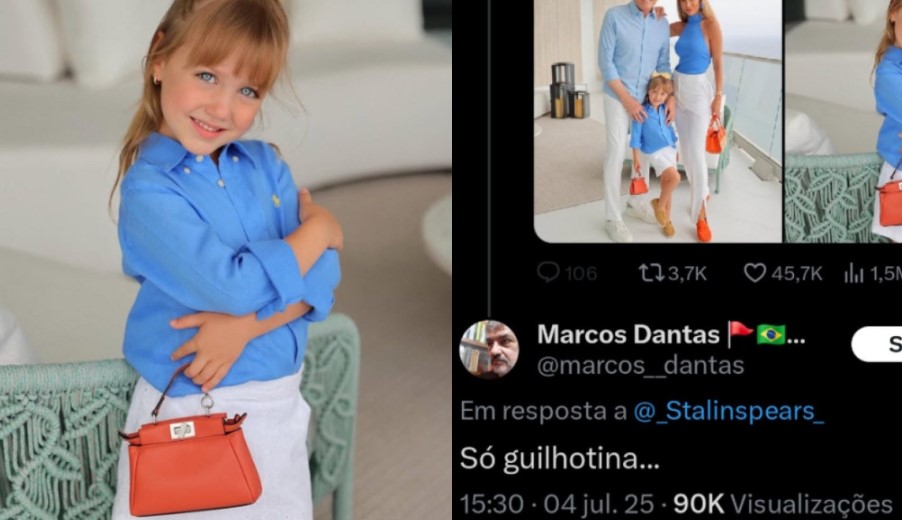 O professor Marcos Dantas, da Universidade Federal do Rio de Janeiro (UFRJ), sugeriu o uso de “guilhotina” contra Vicky Justus, de 5 anos, filha do empresário Roberto Justus.