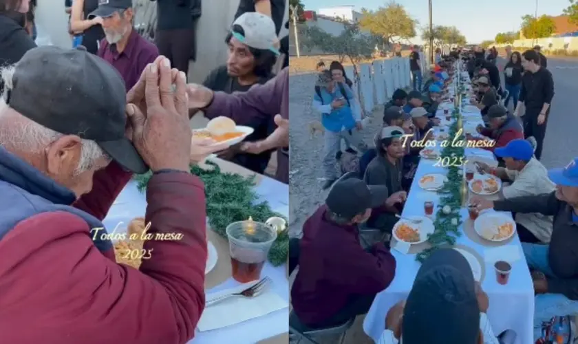 Igreja realiza ceia de natal para moradores de rua no México