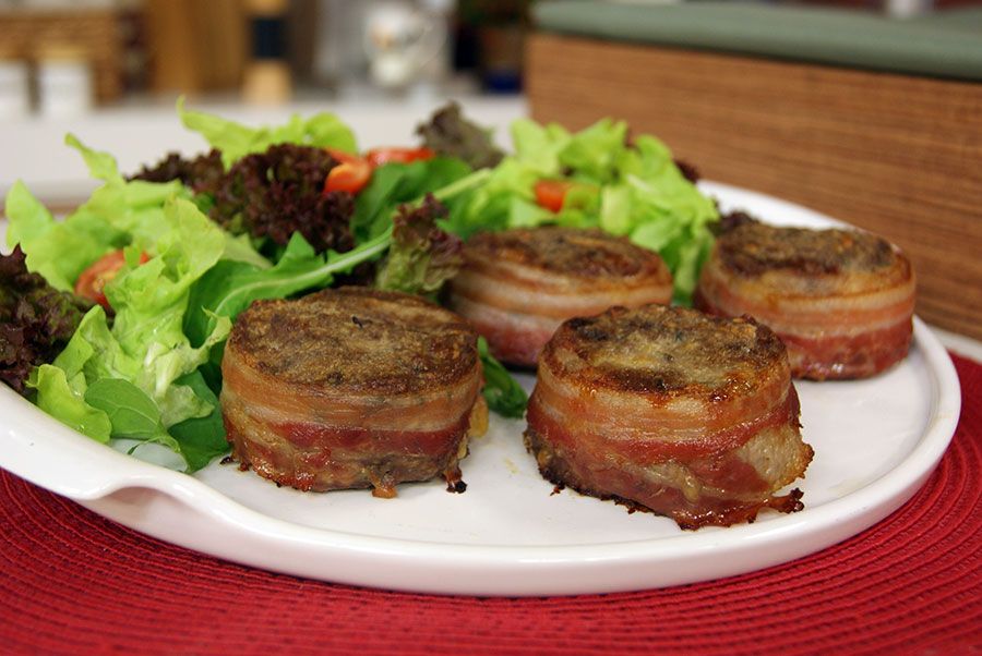 Medalhão de carne moída com bacon