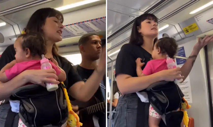 Mãe evangeliza com bebê no colo em vagões de metrô em Porto Alegre: “Não desanime”