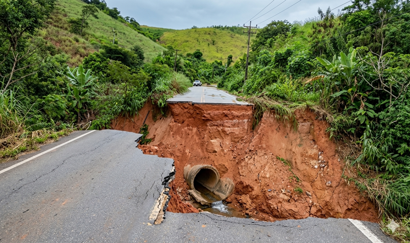 Fortes chuvas rompem parte da MA-245 e interrompem tráfego em Lago da Pedra