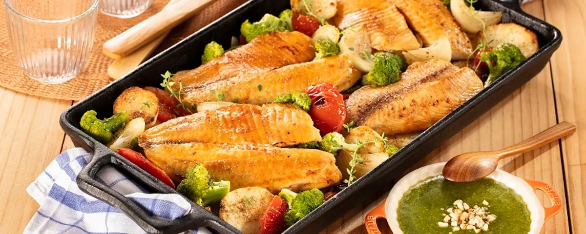 Filé de tilapia com legumes