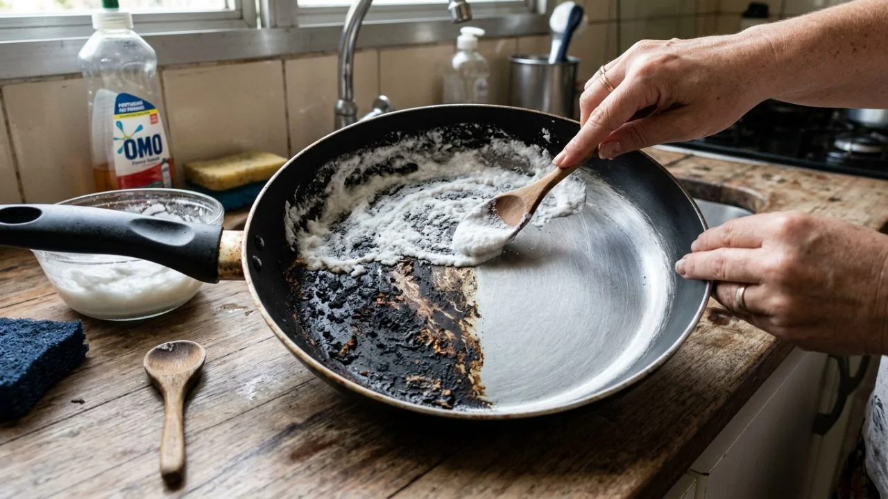 Como limpar panela queimada sem riscar