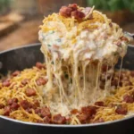 Arroz cremoso com queijo e bacon