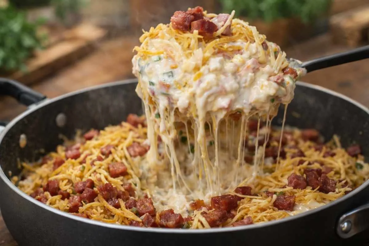 Arroz cremoso com queijo e bacon