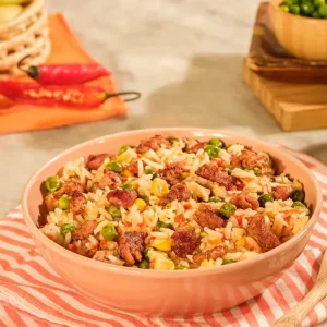 Arroz tropeiro de ervilha
